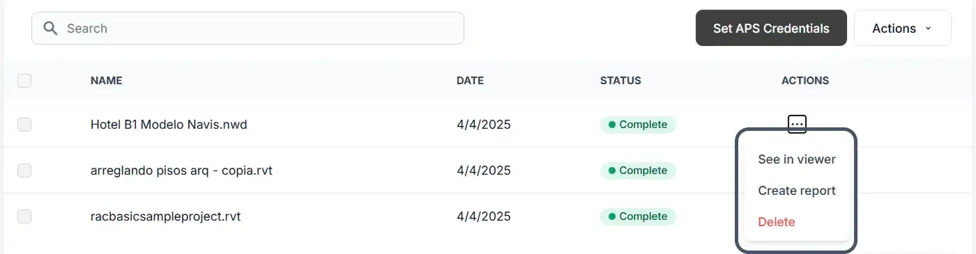 Actions Dashboard