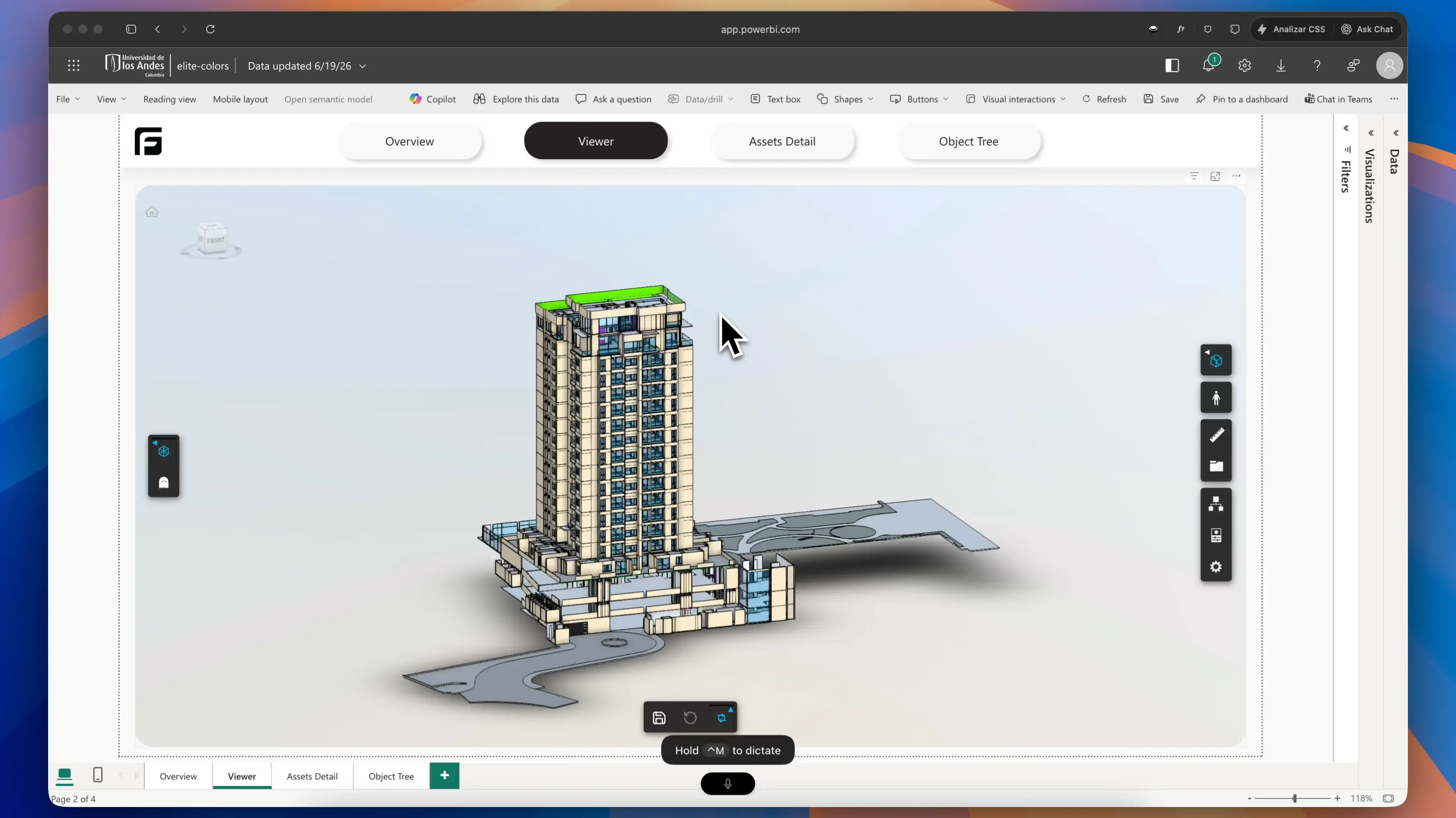 Frame custom Power BI viewer page with a BIM model inside the report canvas