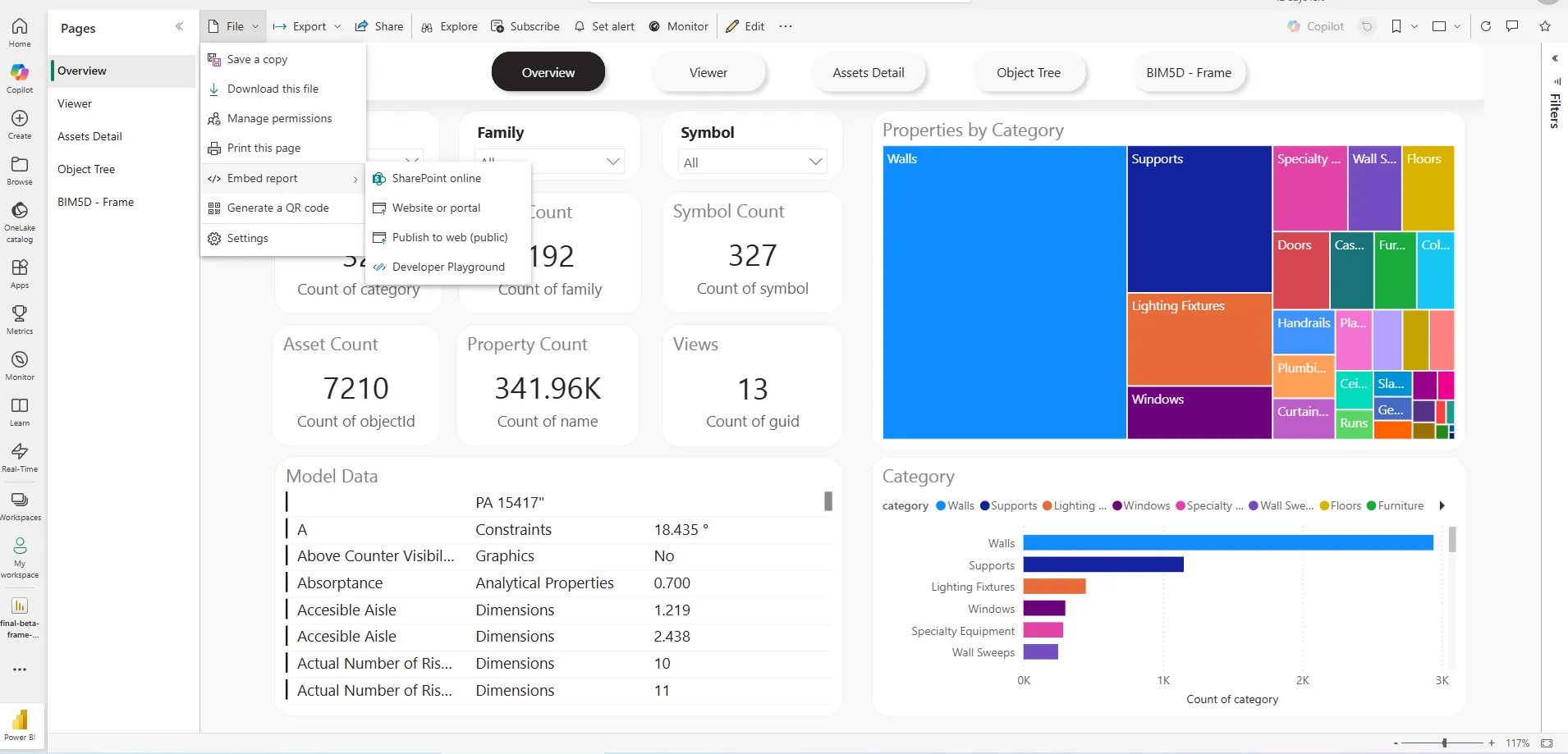 Embed Report Menu
